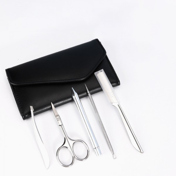 PU Leather Metallic Beauty Tools Tweezers & Eyebrow tools