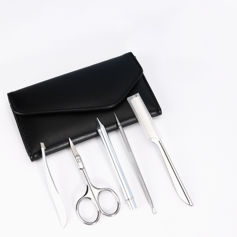 PU Leather Metallic Beauty Tools Tweezers & Eyebrow tools