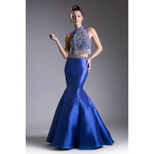 Beaded Bodice 2 Piece Mermaid Gown by Cinderella Divine -84016