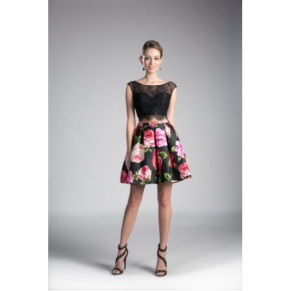 A-Line Mikado Short Floral Skirt. Skirt Only, by Cinderella Divine Top Sold As TOP1-CD701S
