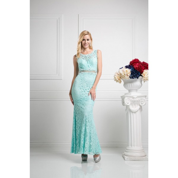 Beaded Lace Sheath Dress by Cinderella Divine -CF067L