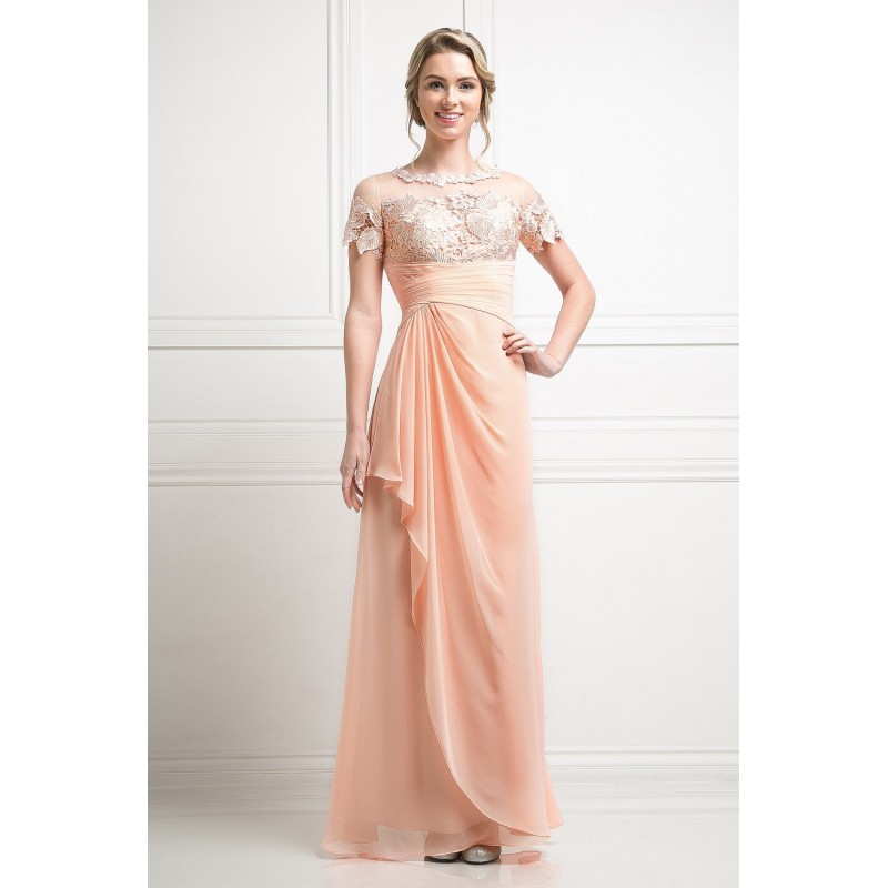 Lace Chiffon Empire Waist Dress by Cinderella Divine -CH1509