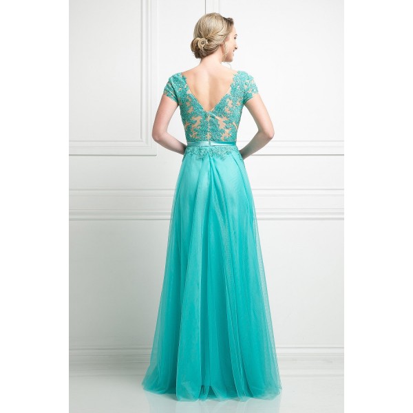 Lace Bodice Tulle A - Line Dress by Cinderella Divine -KD022