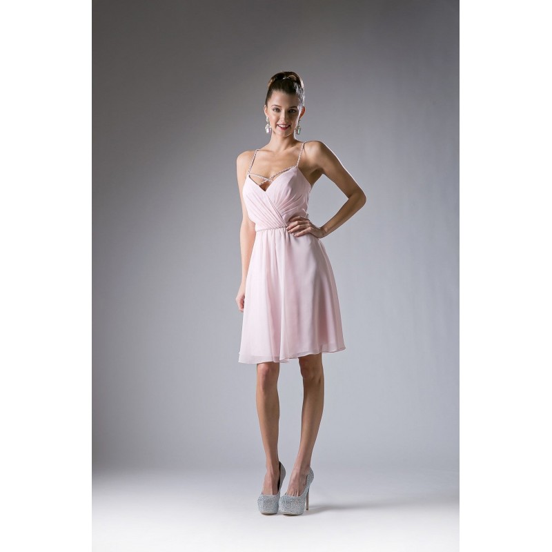 Ruched Short V-Neck Dress by Cinderella Divine -1009