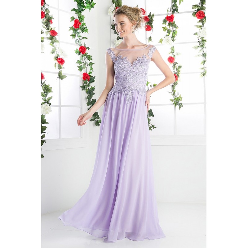 Lace Bodice Chiffon Empire Waist Dress by Cinderella Divine -CF005