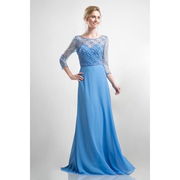 Beaded Chiffon A - Line Gown by Cinderella Divine -KD026