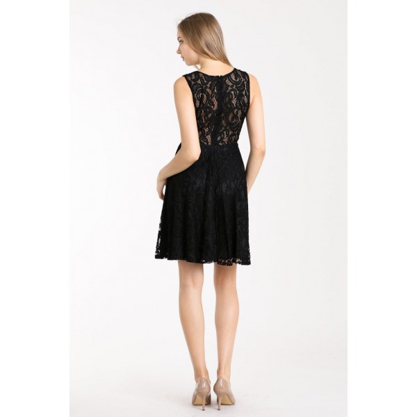 A-Line Lace Cocktail Dress With Embellishment And Illusion Waist Line by Cinderella Divine -CF175