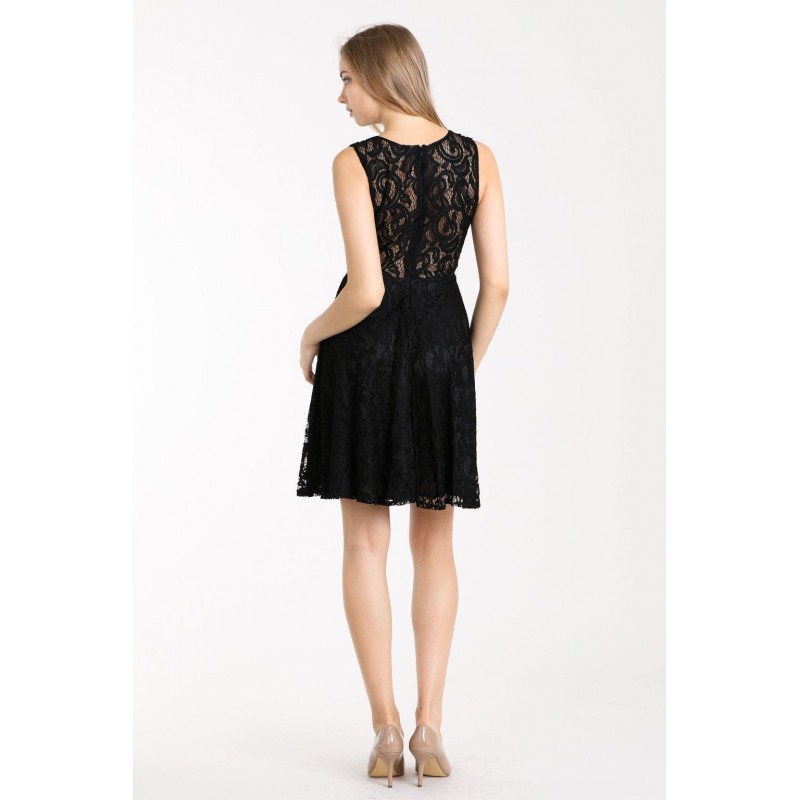 A-Line Lace Cocktail Dress With Embellishment And Illusion Waist Line by Cinderella Divine -CF175