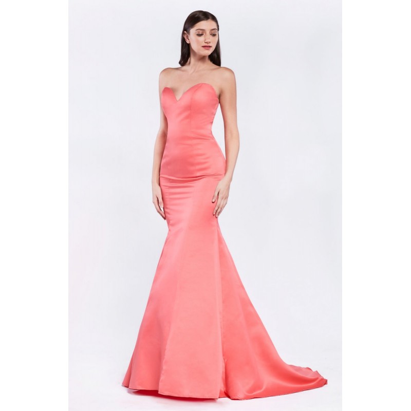 Strapless Mermaid Gown With Corset Back And Satin Finish by Cinderella Divine -CK36