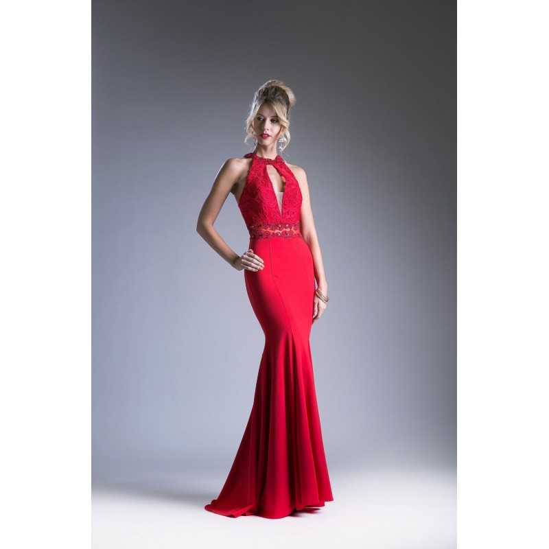 Beaded Lace Bodice Stretch Knit Sheath Dress by Cinderella Divine -CF102