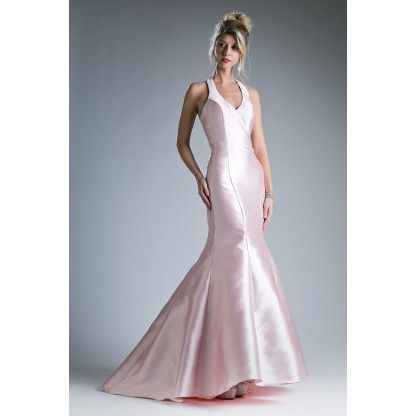 Fitted Mikado Mermaid Gown With Scoop Neckline And Razorback by Cinderella Divine -13038