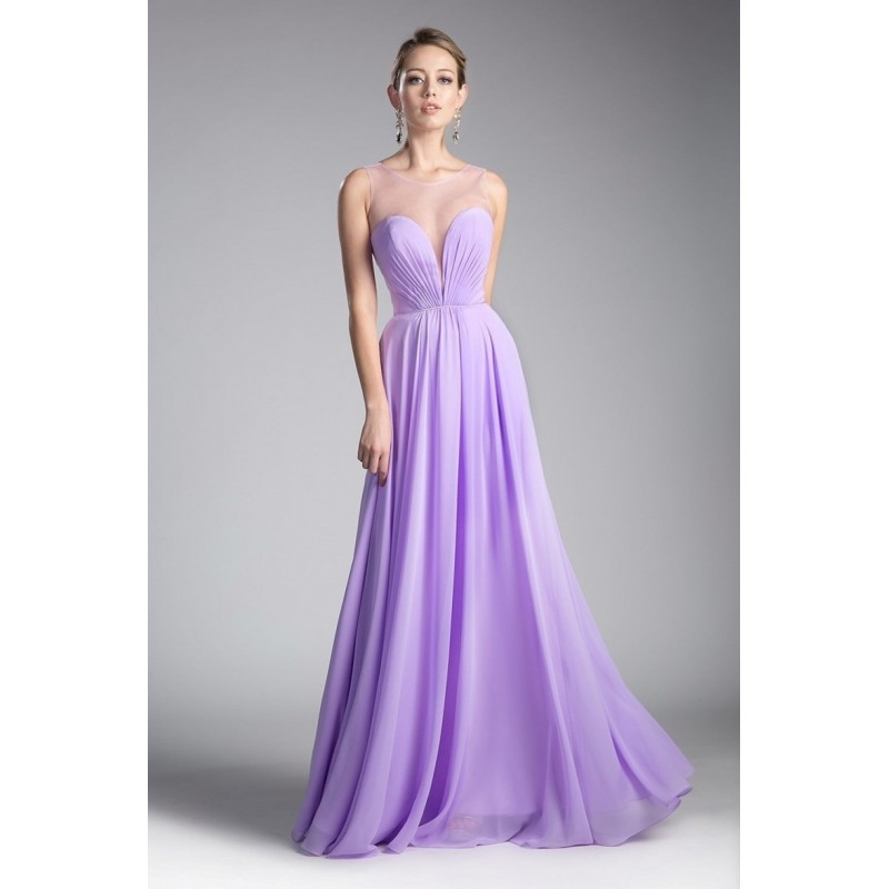 A-Line Chiffon Dress With Illusion Neckline And Open Back by Cinderella Divine -CJ251
