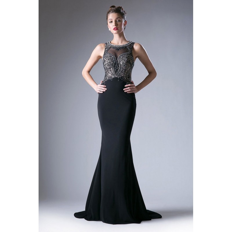 Fitted Gown With Jersey Skirt And Beaded Bodice Top by Cinderella Divine -13120