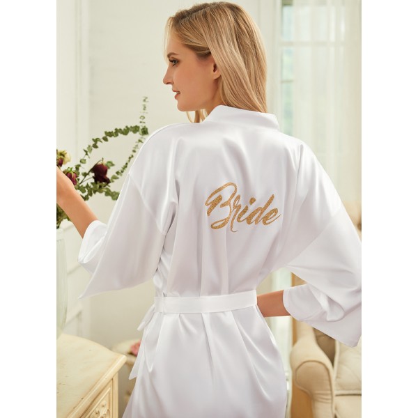 Personalized Satin Bride Bridesmaid Glitter Print Robes