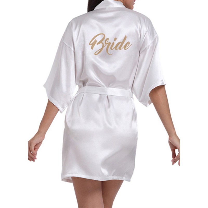 Personalized Satin Bride Bridesmaid Glitter Print Robes