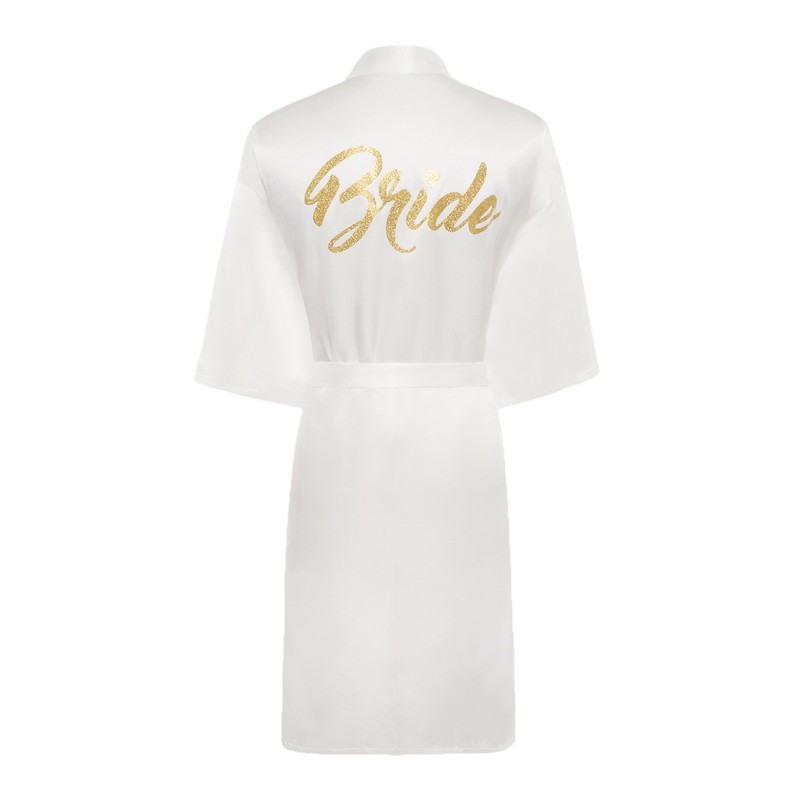 Personalized Charmeuse Bride Glitter Print Robes