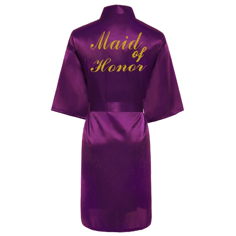 Personalized Charmeuse Bride Glitter Print Robes