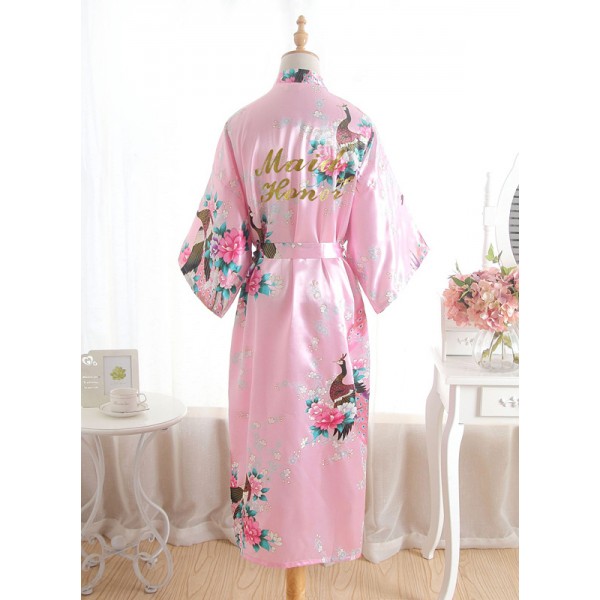 Silk Bridesmaid Floral Robes Glitter Print Robes