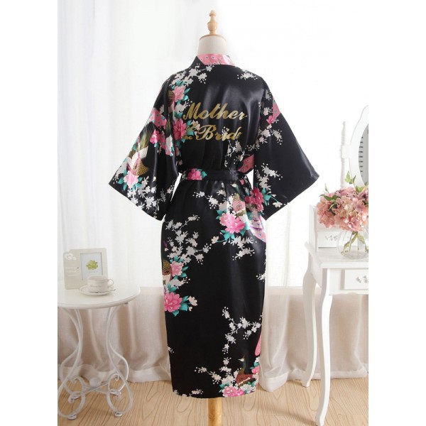 Silk Mom Floral Robes Glitter Print Robes
