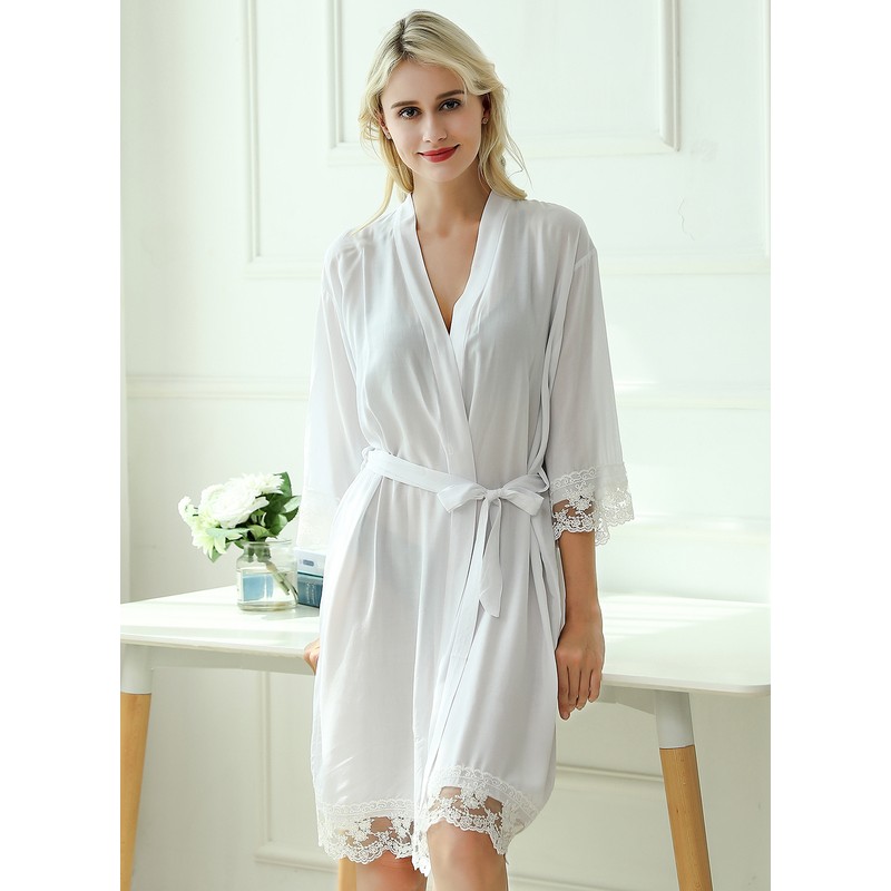 Cotton Bride Bridesmaid Blank Robes Lace Robes