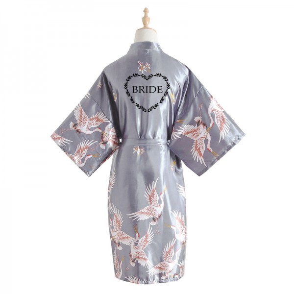 Personalized Charmeuse Bride Bridesmaid Mom Junior Bridesmaid Floral Robes Embroidered Robes