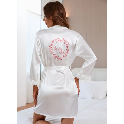 Personalized Lace Bride Bridesmaid Mom Junior Bridesmaid Lace Robes Embroidered Robes