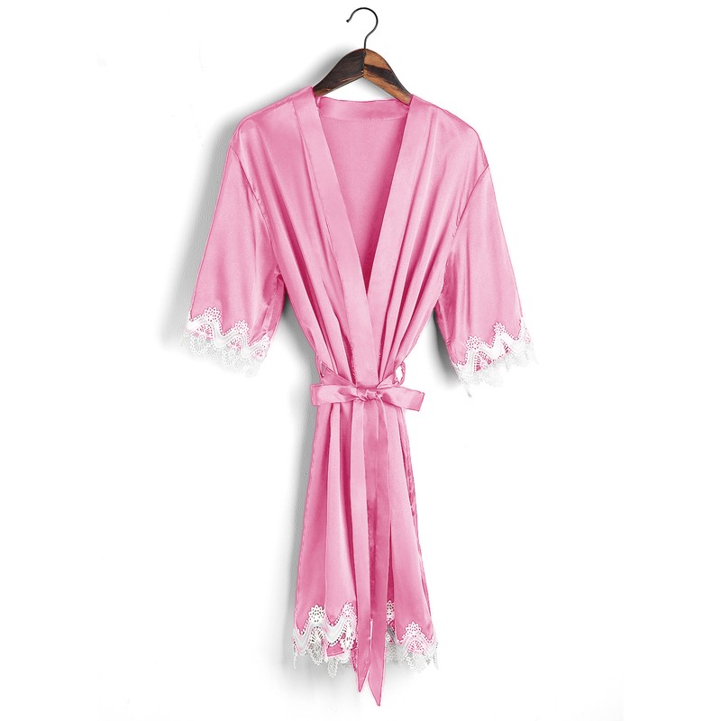 Personalized Charmeuse Bride Bridesmaid Mom Junior Bridesmaid Lace Robes Glitter Print Robes