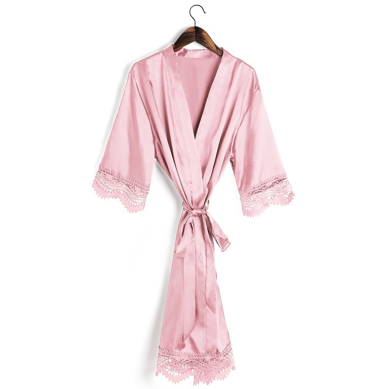 Personalized Charmeuse Bride Bridesmaid Mom Junior Bridesmaid Lace Robes Embroidered Robes