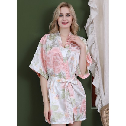 Non-personalized Polyester Bride Bridesmaid Floral Robes