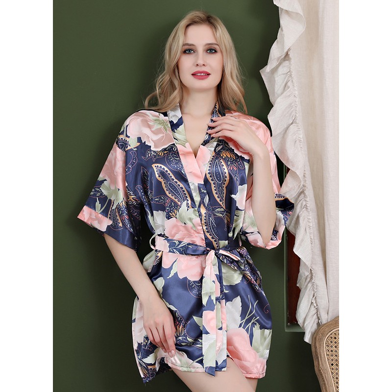 Non-personalized Polyester Bride Bridesmaid Floral Robes