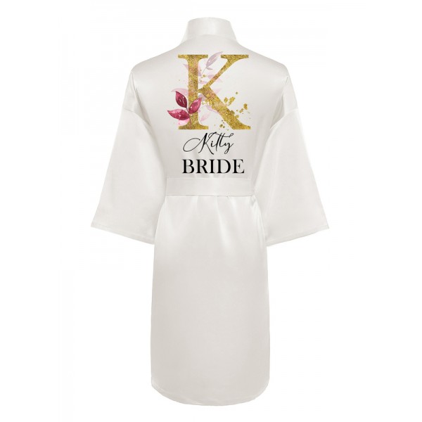Personalized Polyester Bride Bridesmaid Mom Flower Girl Junior Bridesmaid Print Robes
