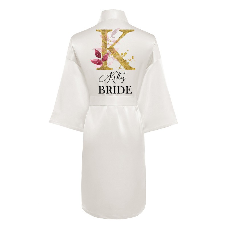 Personalized Polyester Bride Bridesmaid Mom Flower Girl Junior Bridesmaid Print Robes