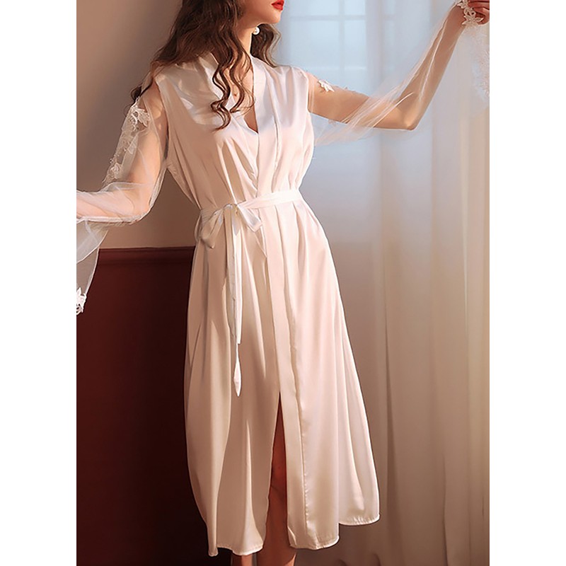Non-personalized Lace Polyester Bride Blank Robes