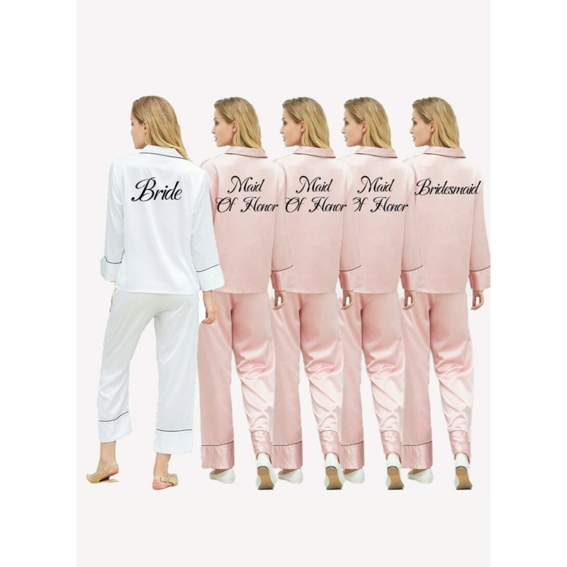 Personalized Polyester Bride Bridesmaid Mom Pajama Sets