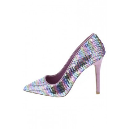 Show55 Pink Multi Sequin Pointed Toe Stiletto Heel