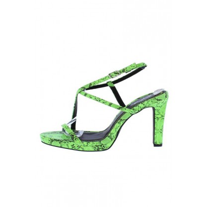 Chicago60 Green Black Strappy Open Toe Ankle Strap Heel