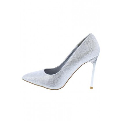 Jasmin2 Silver Shimmer Pointed Toe Metallic Stiletto Heel