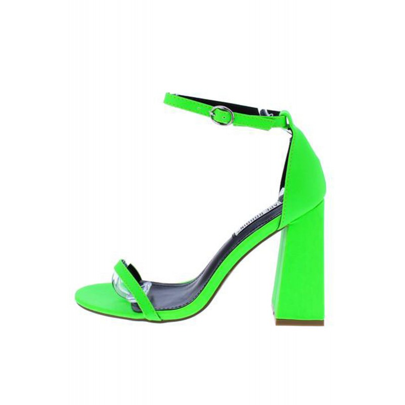 Curvy Green Open Toe Ankle Strap Tapered Block Heel