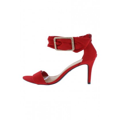 Dashing21 Red Open Toe Ankle Buckle Band Stiletto Heel