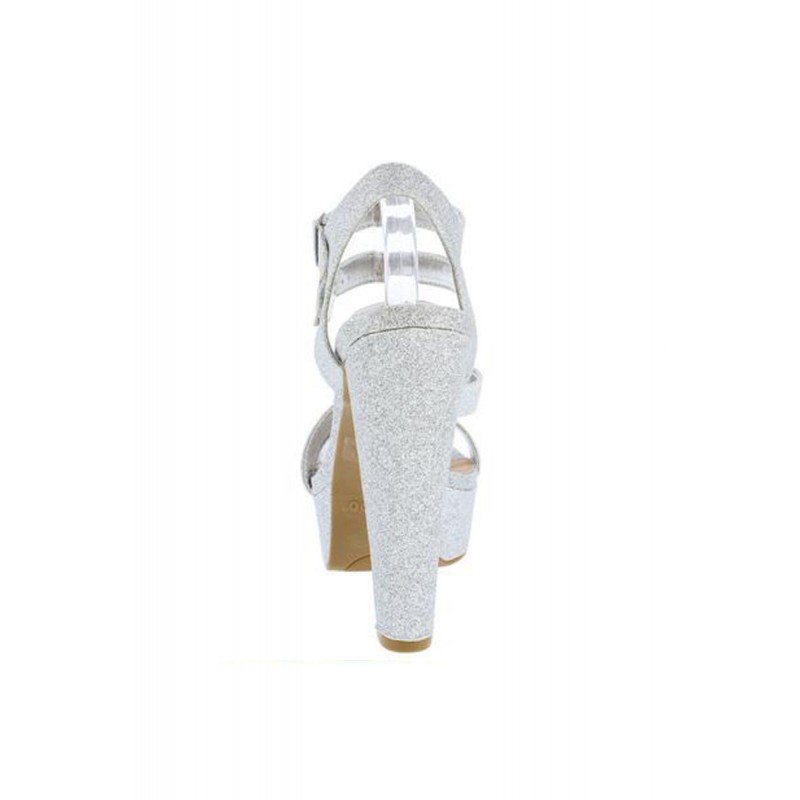 Clarice42s Silver Glitter Sparkle Platform Chunky Heel
