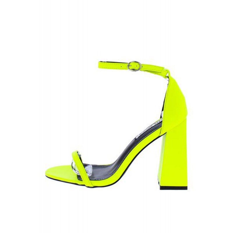 Curvy Yellow Open Toe Ankle Strap Tapered Block Heel
