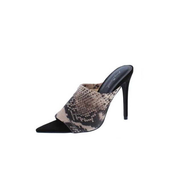 Exception25 Snake Pointed Peep Toe Stiletto Mule Heel