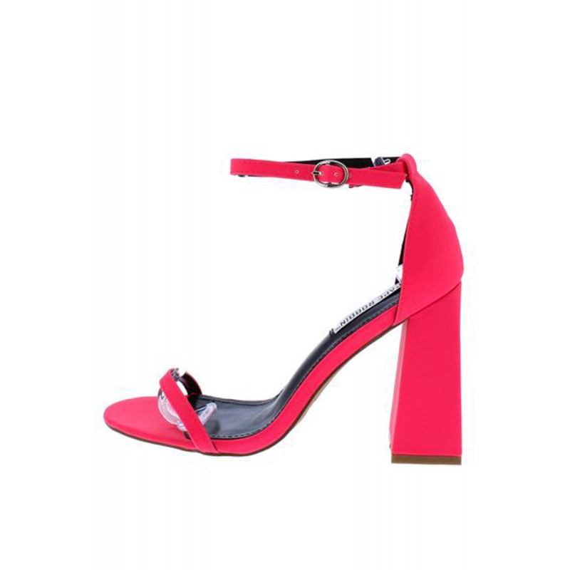 Curvy Pink Open Toe Ankle Strap Tapered Block Heel