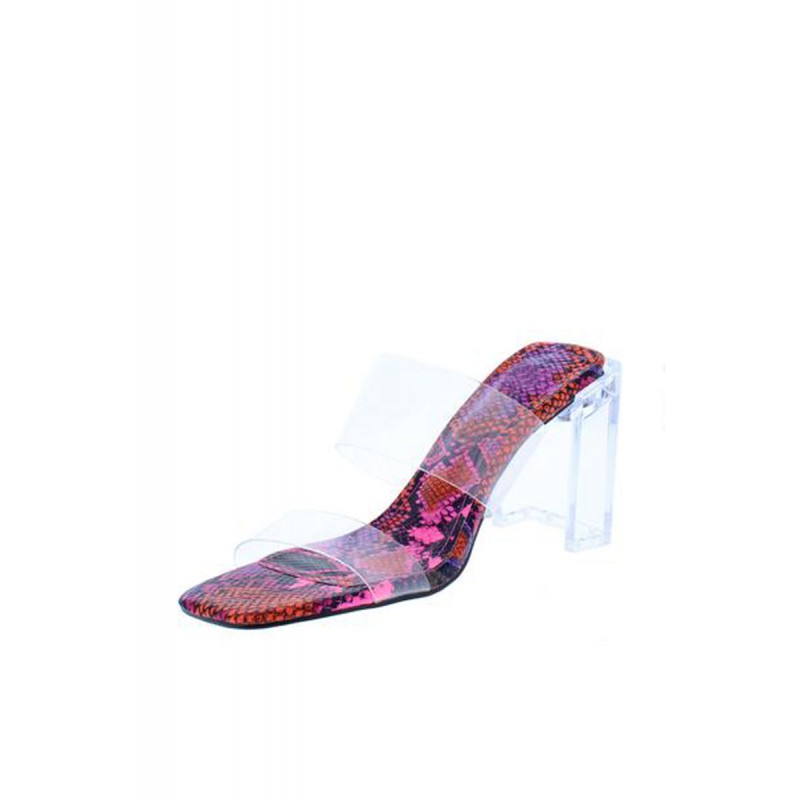 Maria264 Pink Multi Snake Dual Strap Open Toe Lucite Heel