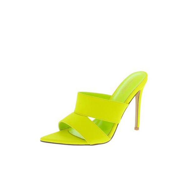 Crossing Lime Pointed Open Toe Cut Out Mule Stiletto Heel
