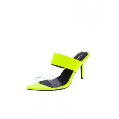 Burnet01x Neon Yellow Pat Pu Lucite Slide Heel