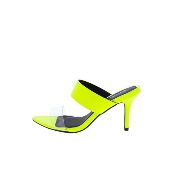Burnet01x Neon Yellow Pat Pu Lucite Slide Heel