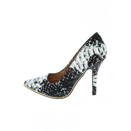 Mixi54a Green Multi Snake Pointed Toe Heel