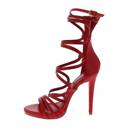 Origin Red Strappy Open Toe Extended Ankle Stiletto Heel