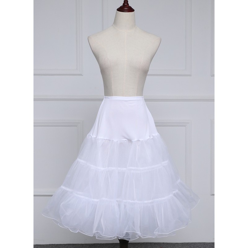 Women Polyester Knee-length 2 Tiers Petticoats